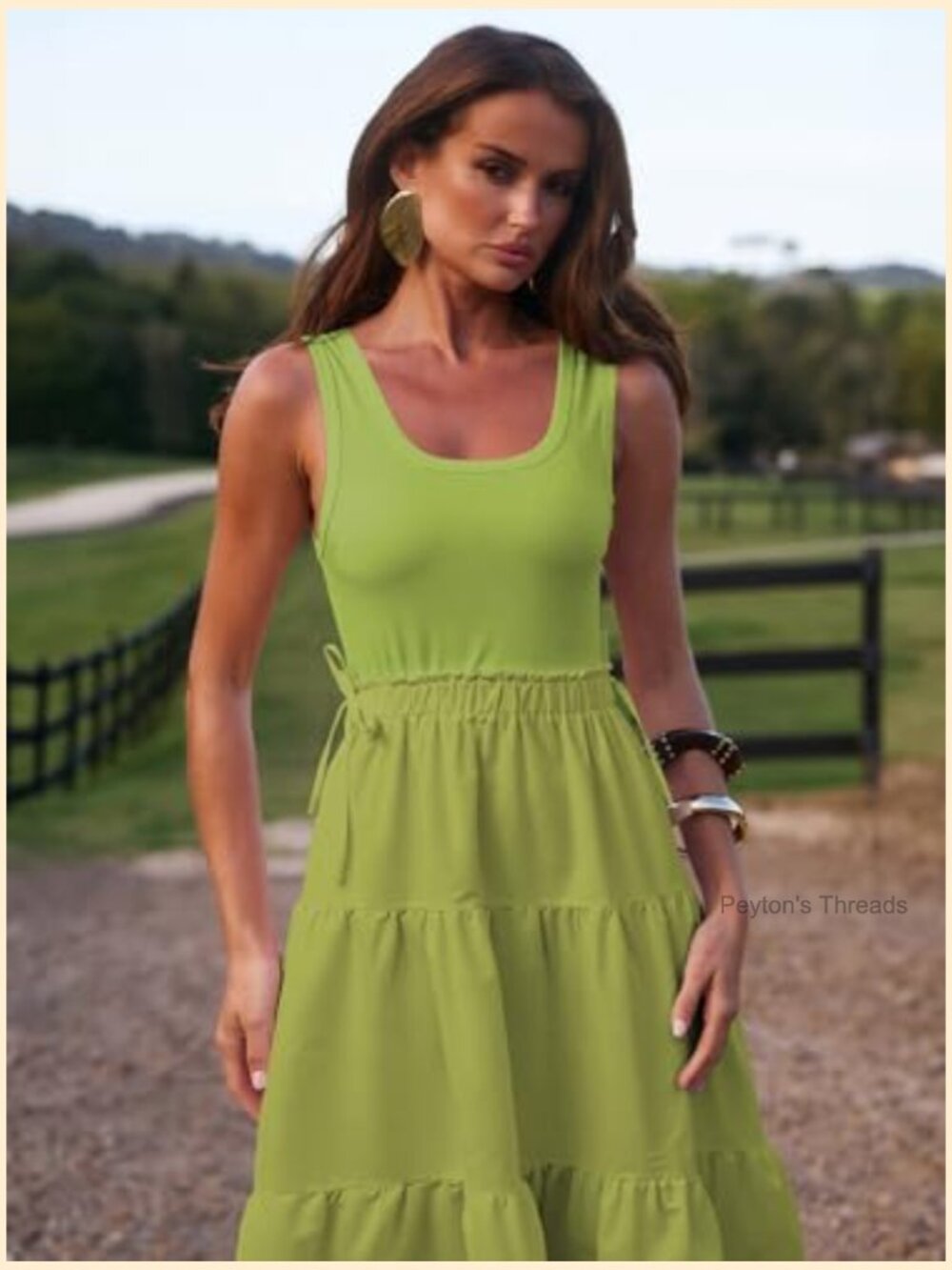 Sleeveless Maxi Dress with Pockets, Decorative Bow Waist, Tiered Flowy Tank - Picture 4 of 6